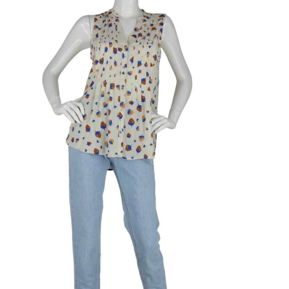 Anthropologie Maeve Fragola Ruffle Strawberry Top